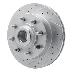 Dodge Ram 2500 Van Brake Rotor (1) - Front Left - R1 Concepts - Drilled & Slotted - Silver - `98-`03